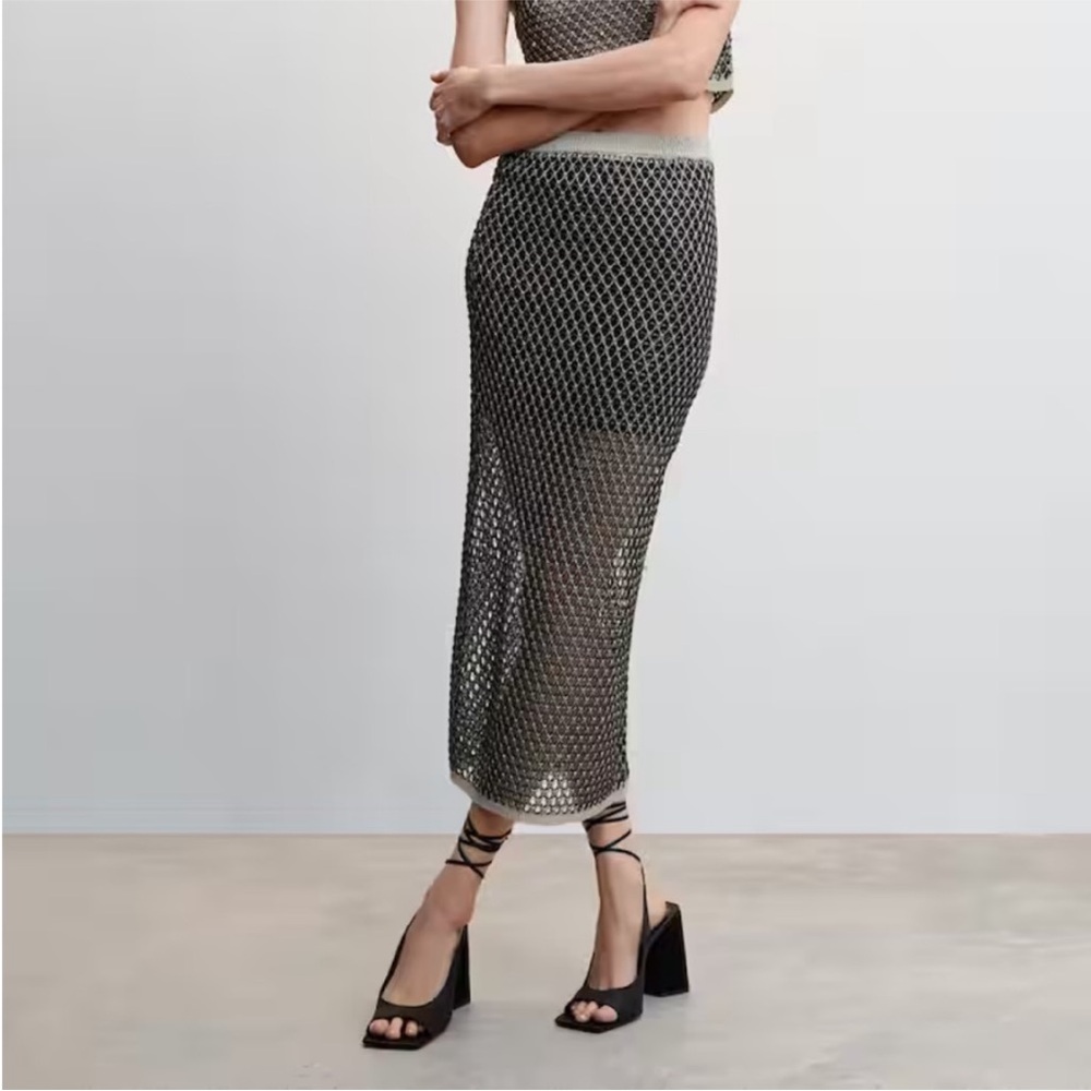 Mango Lurex Openwork Skirt